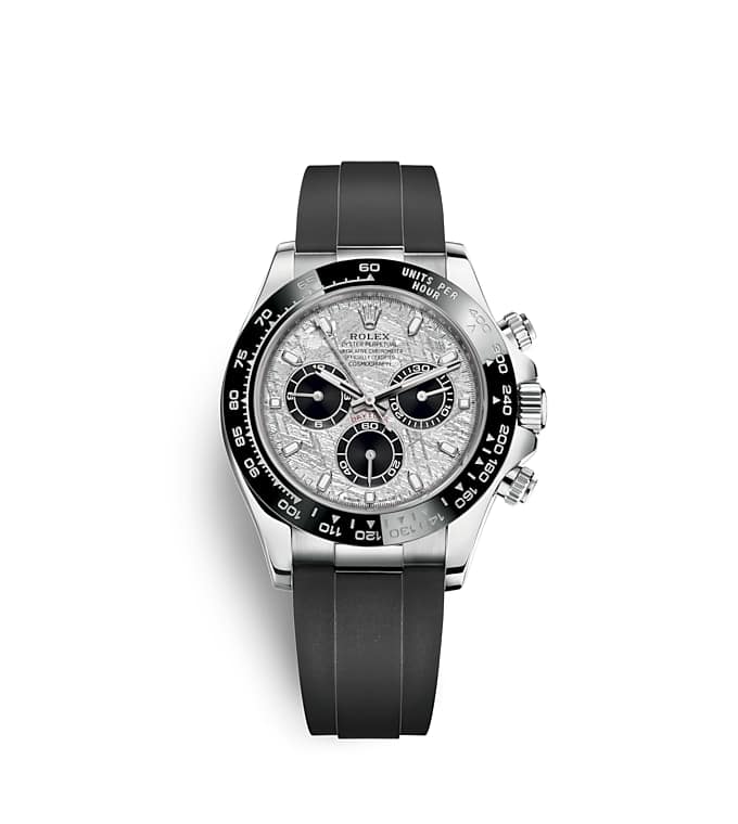 Rolex Cosmograph Daytona | Cosmograph Daytona | Light dial | Meteorite and black dial | The tachymetric scale | 18 ct white gold | Men Watch | Rolex Official Retailer - THE TIME PLACE SG