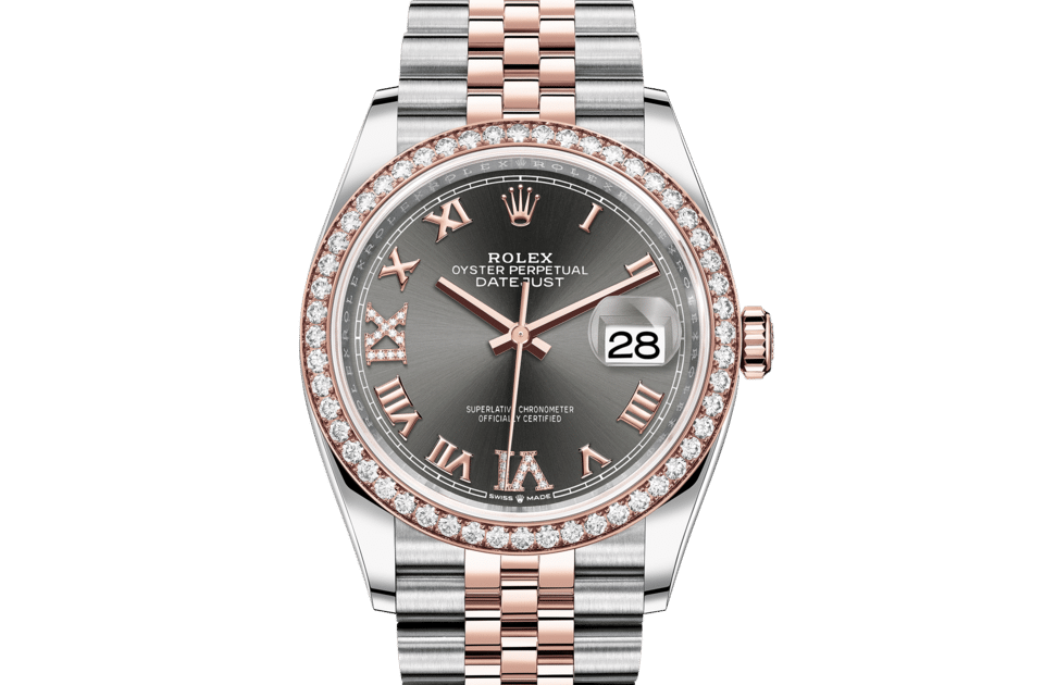 Rolex Datejust | Datejust 36 | Dark dial | Slate Dial | Diamond-Set Bezel | Everose Rolesor | Men Watch | Rolex Official Retailer - THE TIME PLACE SG
