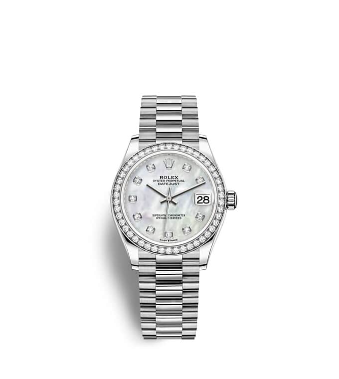 Rolex Datejust | Datejust 31 | Light dial | Mother-of-Pearl Dial | Diamond-Set Bezel | 18 ct white gold | Women Watch | Rolex Official Retailer - THE TIME PLACE SG