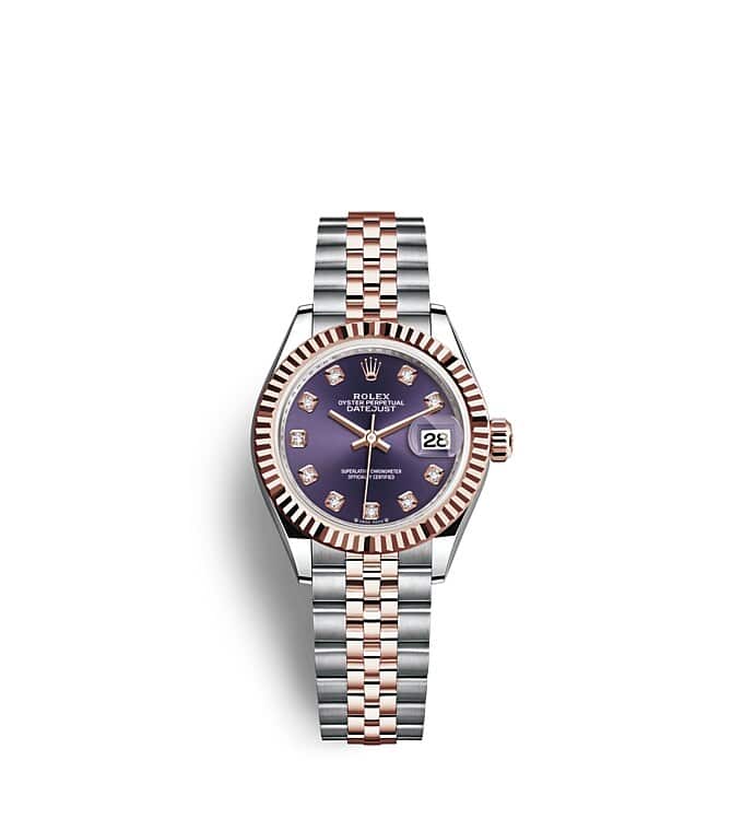 Rolex Lady-Datejust | Lady-Datejust | Coloured dial | Aubergine Dial | The Fluted Bezel | Everose Rolesor | Women Watch | Rolex Official Retailer - THE TIME PLACE SG
