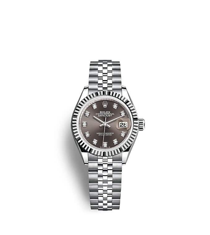 Rolex Lady-Datejust | Lady-Datejust | Dark dial | Dark Grey Dial | The Fluted Bezel | White Rolesor | Women Watch | Rolex Official Retailer - THE TIME PLACE SG