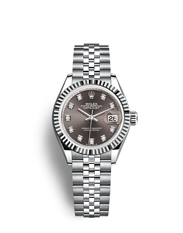 Rolex Lady-Datejust | Lady-Datejust | Dark dial | Dark Grey Dial | The Fluted Bezel | White Rolesor | Women Watch | Rolex Official Retailer - THE TIME PLACE SG