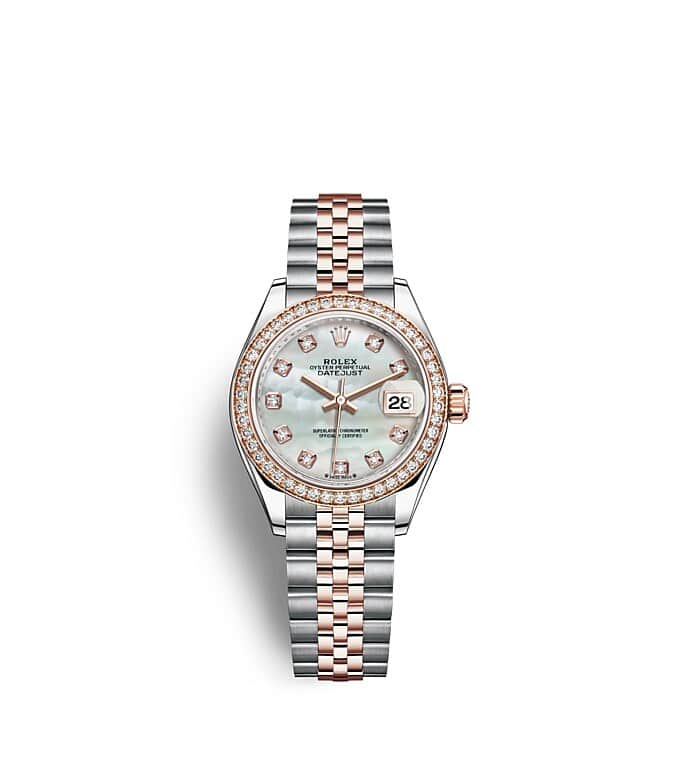 Rolex Lady-Datejust | Lady-Datejust | Light dial | Mother-of-Pearl Dial | Diamond-Set Bezel | Everose Rolesor | Women Watch | Rolex Official Retailer - THE TIME PLACE SG