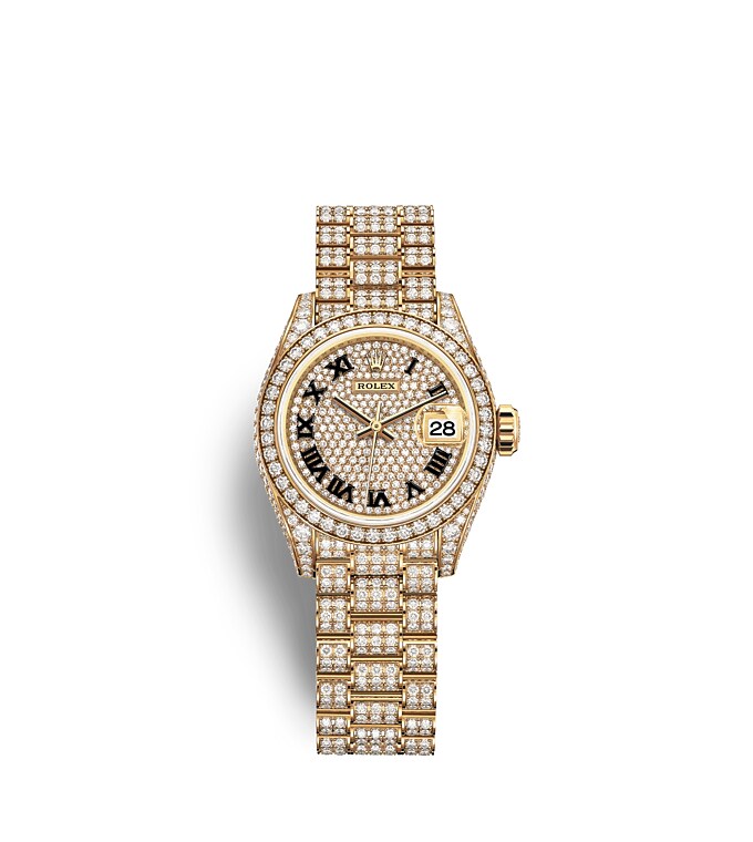 Rolex Lady-Datejust | Lady-Datejust | Diamond paved dial | Diamond-Paved Dial | Diamond-Set Bezel | 18 ct yellow gold | Women Watch | Rolex Official Retailer - THE TIME PLACE SG