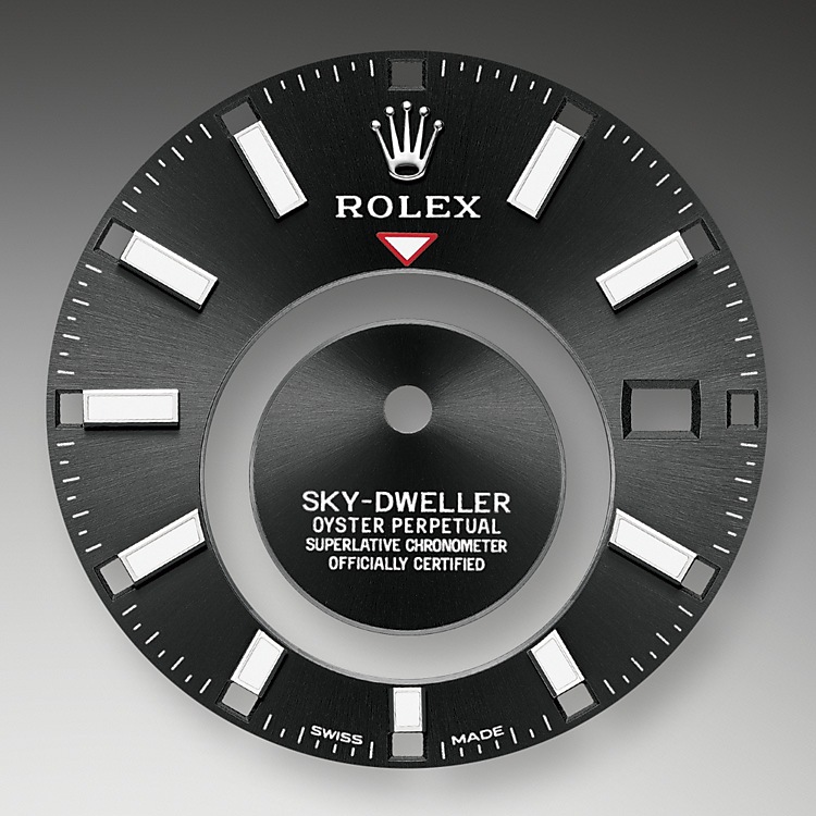 Rolex Sky-Dweller | Sky-Dweller | Dark dial | Bright black dial | The Fluted Bezel | White Rolesor | Men Watch | Rolex Official Retailer - THE TIME PLACE SG