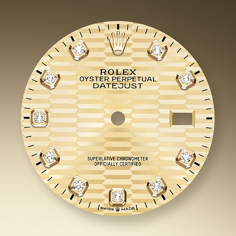 Rolex Datejust | Datejust 36 | Coloured dial | Golden dial | Diamond-Set Bezel | Yellow Rolesor | Men Watch | Rolex Official Retailer - THE TIME PLACE SG