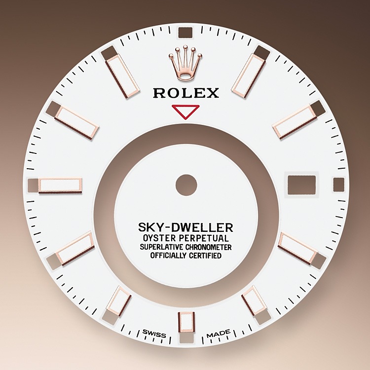 Rolex Sky-Dweller | Sky-Dweller | Light dial | Intense white dial | The Fluted Bezel | 18 ct Everose gold | Men Watch | Rolex Official Retailer - THE TIME PLACE SG