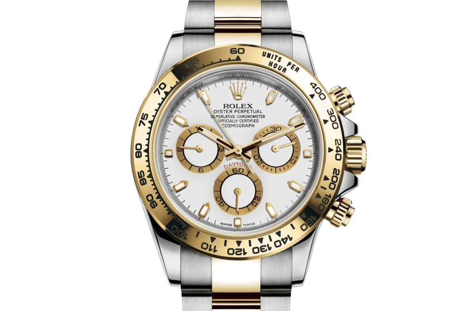 Rolex Cosmograph Daytona | Cosmograph Daytona | Light dial | The tachymetric scale | White dial | Yellow Rolesor | Men Watch | Rolex Official Retailer - THE TIME PLACE SG