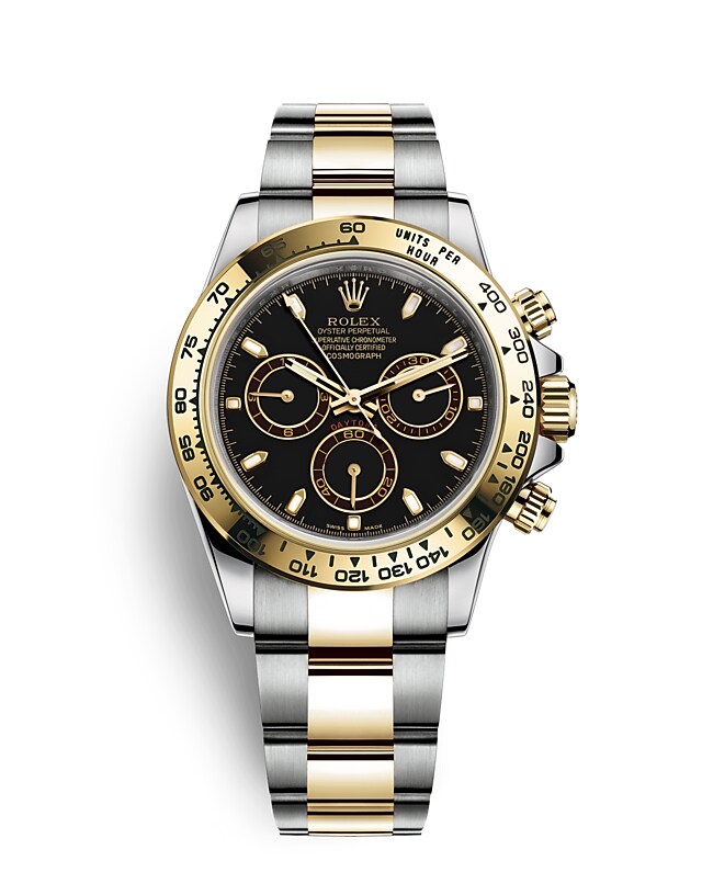 Rolex Cosmograph Daytona | Cosmograph Daytona | Dark dial | The tachymetric scale | Black dial | Yellow Rolesor | Men Watch | Rolex Official Retailer - THE TIME PLACE SG