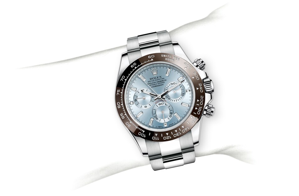 Rolex Cosmograph Daytona | Cosmograph Daytona | Coloured dial | Ice-Blue Dial | The tachymetric scale | Platinum | Men Watch | Rolex Official Retailer - THE TIME PLACE SG