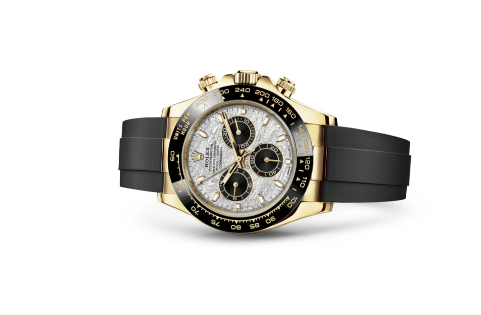 Rolex Cosmograph Daytona | Cosmograph Daytona | Light dial | Meteorite and black dial | The tachymetric scale | 18 ct yellow gold | Men Watch | Rolex Official Retailer - THE TIME PLACE SG