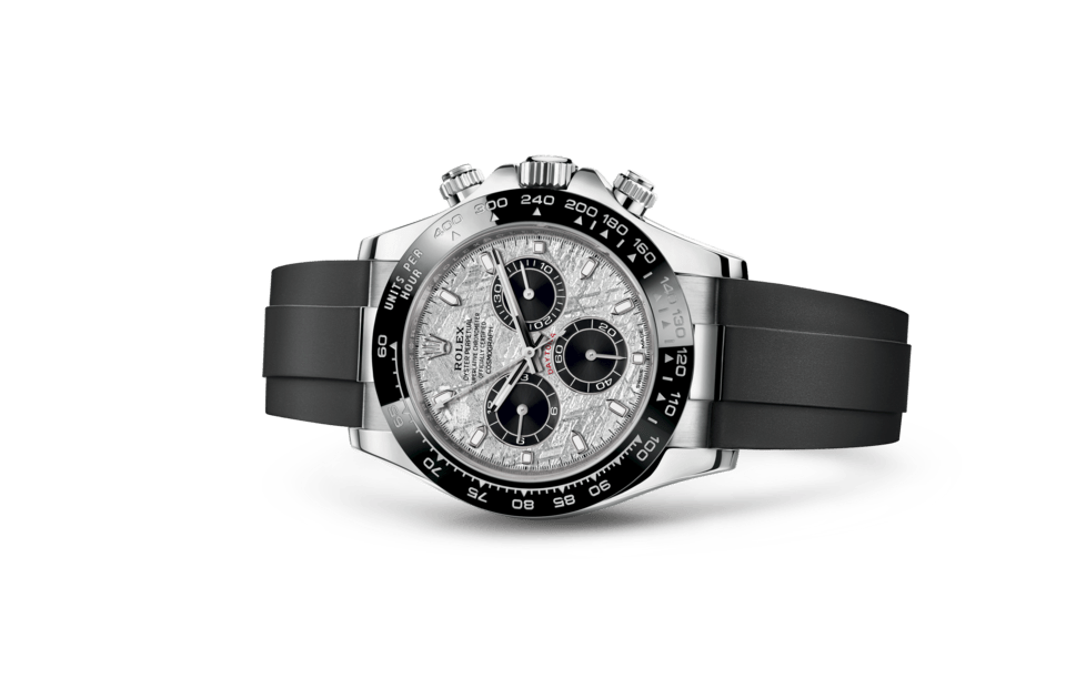 Rolex Cosmograph Daytona | Cosmograph Daytona | Light dial | Meteorite and black dial | The tachymetric scale | 18 ct white gold | Men Watch | Rolex Official Retailer - THE TIME PLACE SG