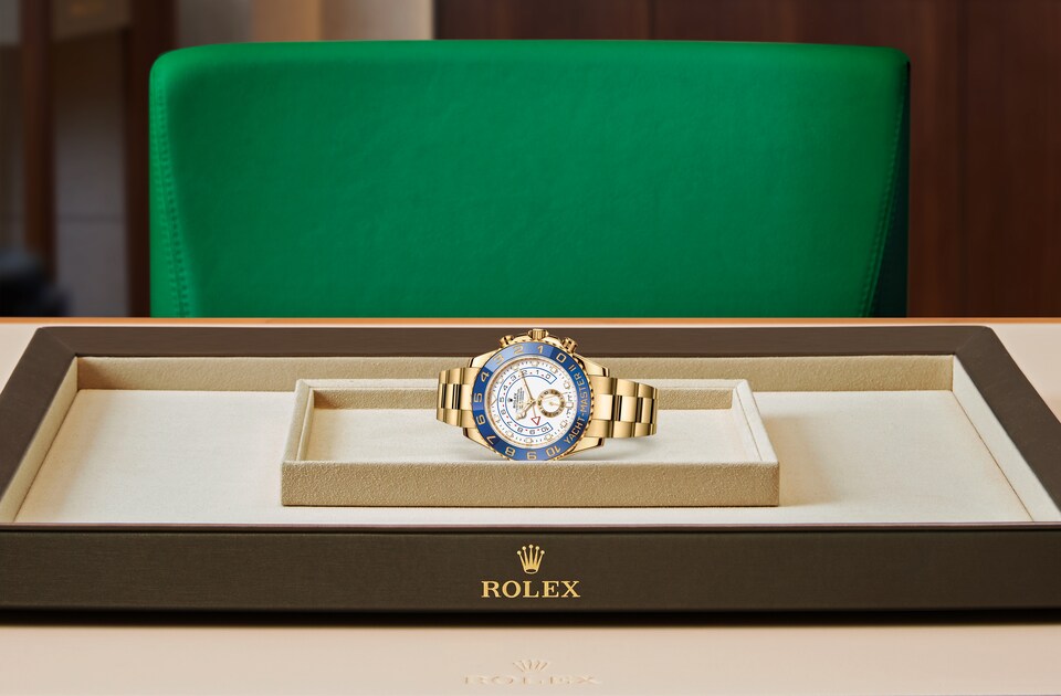 Rolex Yacht-Master | Yacht-Master II | Light dial | Ring Command Bezel | White dial | 18 ct yellow gold | Men Watch | Rolex Official Retailer - THE TIME PLACE SG