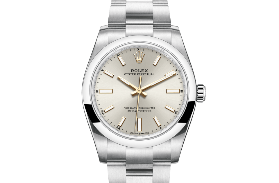 Rolex Oyster Perpetual | Oyster Perpetual 34 | Light dial | Silver dial | Oystersteel | The Oyster bracelet | Women Watch | Rolex Official Retailer - THE TIME PLACE SG