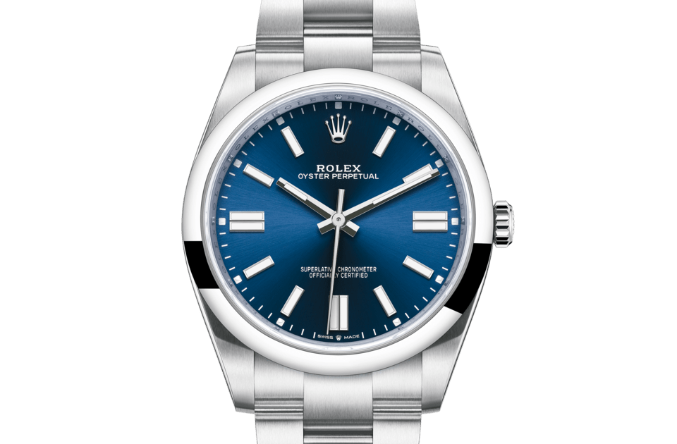Rolex Oyster Perpetual | Oyster Perpetual 41 | Coloured dial | Bright blue dial | Oystersteel | The Oyster bracelet | Men Watch | Rolex Official Retailer - THE TIME PLACE SG