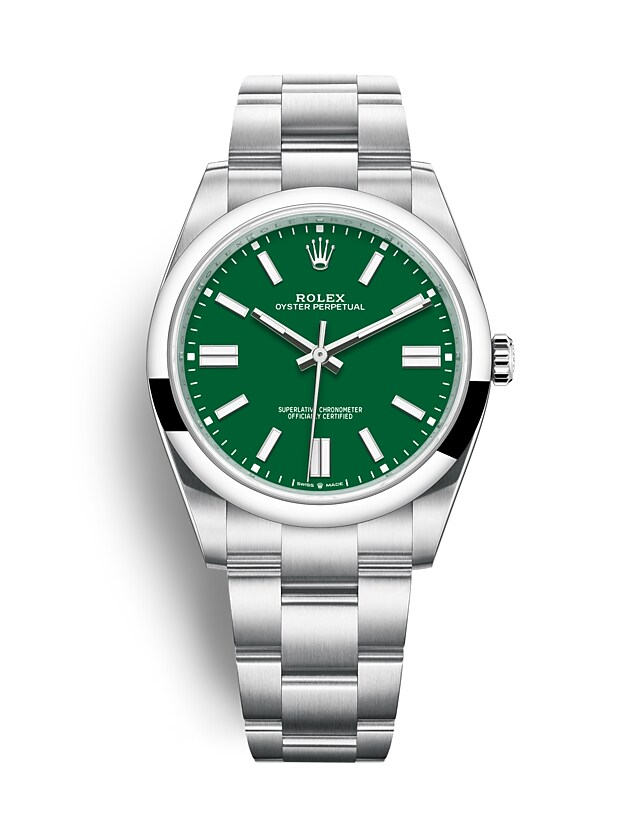 Rolex Oyster Perpetual | Oyster Perpetual 41 | Coloured dial | Green Dial | Oystersteel | The Oyster bracelet | Men Watch | Rolex Official Retailer - THE TIME PLACE SG