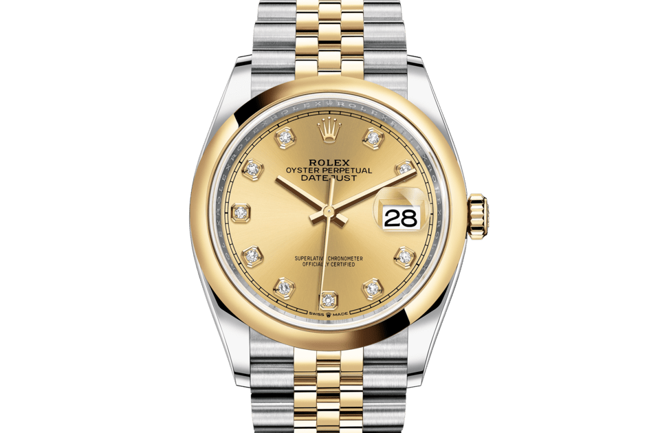 Rolex Datejust | Datejust 36 | Coloured dial | Champagne-colour dial | Yellow Rolesor | The Jubilee bracelet | Men Watch | Rolex Official Retailer - THE TIME PLACE SG