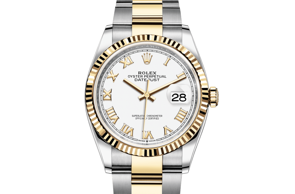 Rolex Datejust | Datejust 36 | Light dial | The Fluted Bezel | White dial | Yellow Rolesor | Men Watch | Rolex Official Retailer - THE TIME PLACE SG