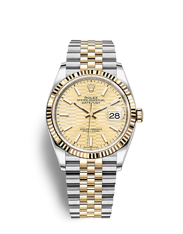 Rolex Datejust | Datejust 36 | Coloured dial | Golden dial | The Fluted Bezel | Yellow Rolesor | Men Watch | Rolex Official Retailer - THE TIME PLACE SG