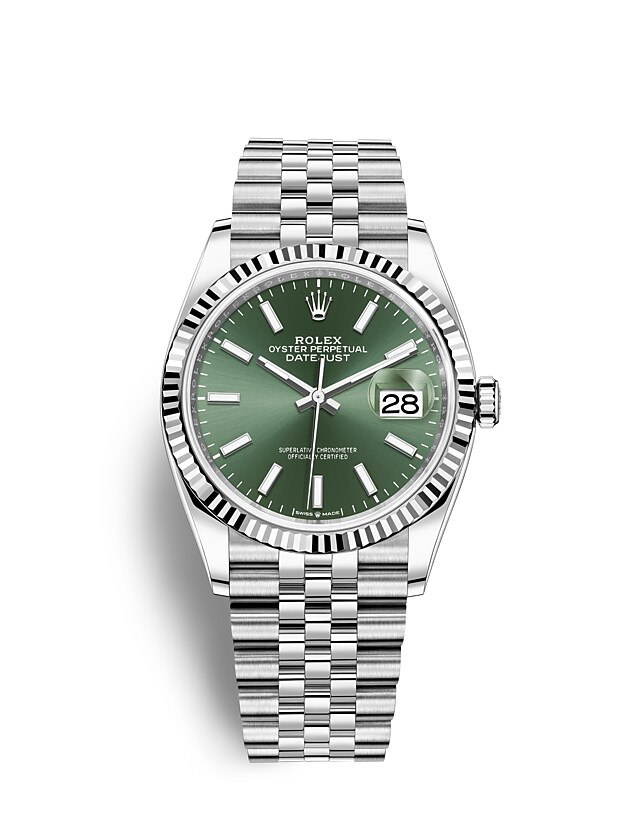 Rolex Datejust | Datejust 36 | Coloured dial | Mint green dial | The Fluted Bezel | White Rolesor | Men Watch | Rolex Official Retailer - THE TIME PLACE SG