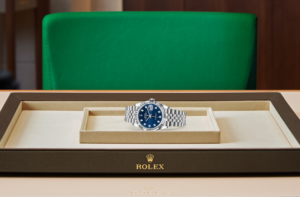 Rolex Datejust | Datejust 36 | Coloured dial | Bright blue dial | The Fluted Bezel | White Rolesor | Men Watch | Rolex Official Retailer - THE TIME PLACE SG