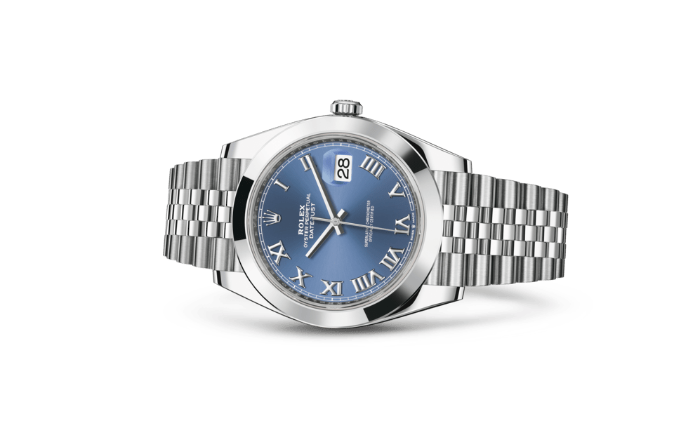 Rolex Datejust | Datejust 41 | Coloured dial | Azzurro-blue dial | Oystersteel | The Jubilee bracelet | Men Watch | Rolex Official Retailer - THE TIME PLACE SG