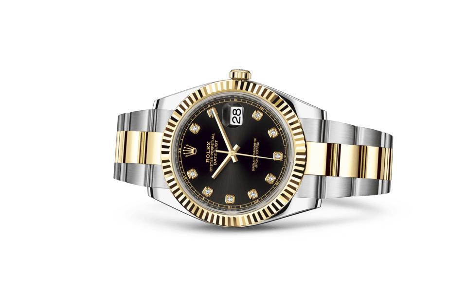 Rolex Datejust | Datejust 41 | Dark dial | Bright black dial | The Fluted Bezel | Yellow Rolesor | Men Watch | Rolex Official Retailer - THE TIME PLACE SG