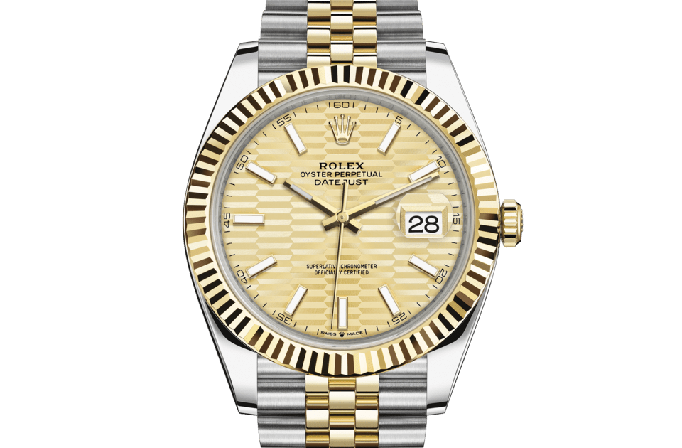 Rolex Datejust | Datejust 41 | Coloured dial | Golden dial | The Fluted Bezel | Yellow Rolesor | Men Watch | Rolex Official Retailer - THE TIME PLACE SG