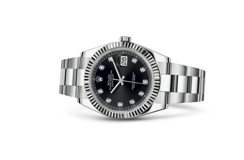 Rolex Datejust | Datejust 41 | Dark dial | Bright black dial | The Fluted Bezel | White Rolesor | Men Watch | Rolex Official Retailer - THE TIME PLACE SG