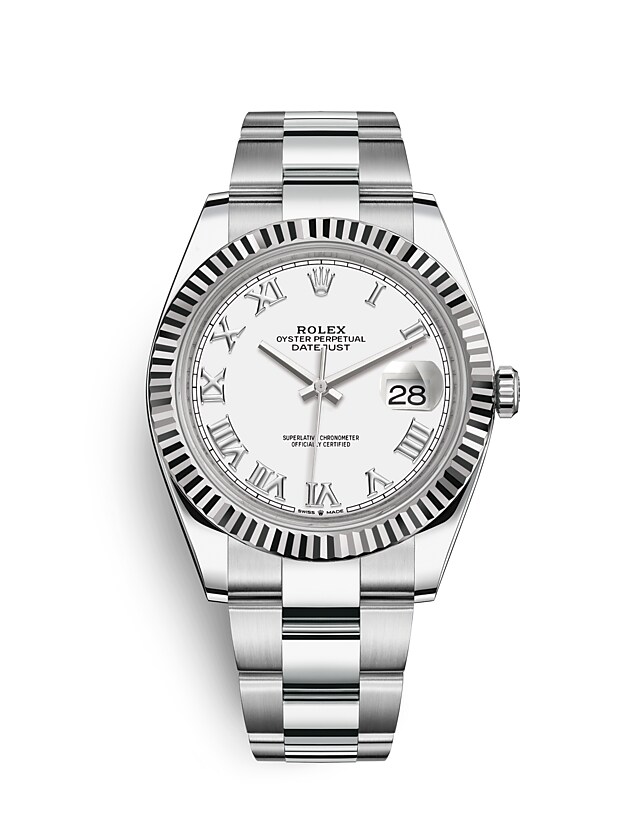 Rolex Datejust | Datejust 41 | Light dial | The Fluted Bezel | White dial | White Rolesor | Men Watch | Rolex Official Retailer - THE TIME PLACE SG