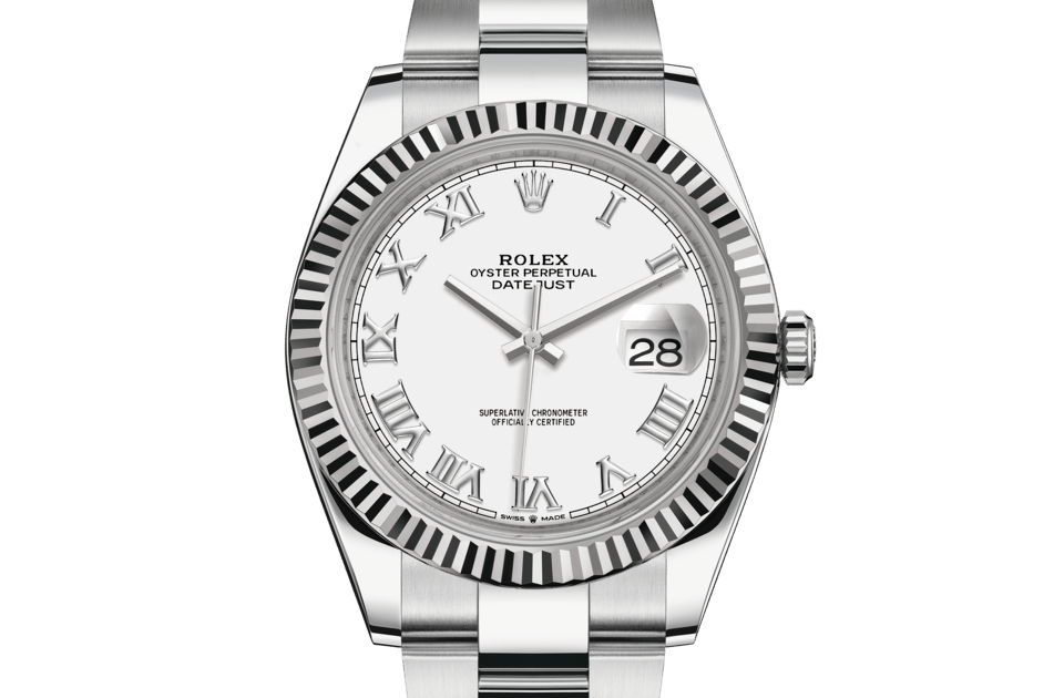 Rolex Datejust | Datejust 41 | Light dial | The Fluted Bezel | White dial | White Rolesor | Men Watch | Rolex Official Retailer - THE TIME PLACE SG