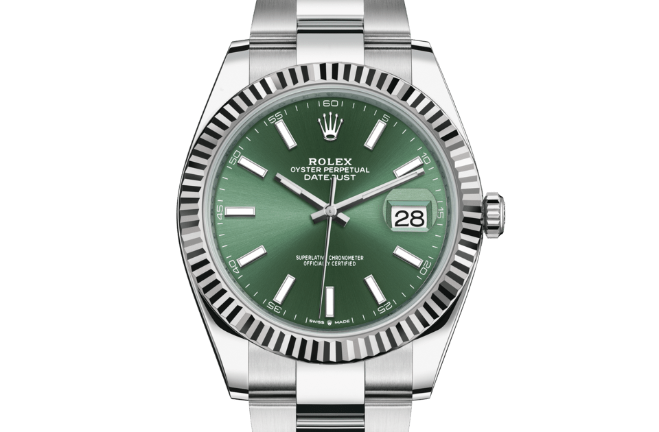 Rolex Datejust | Datejust 41 | Coloured dial | Mint green dial | The Fluted Bezel | White Rolesor | Men Watch | Rolex Official Retailer - THE TIME PLACE SG