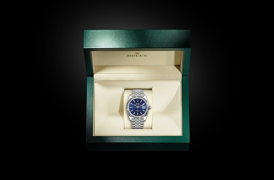Rolex Datejust | Datejust 41 | Coloured dial | Bright blue dial | The Fluted Bezel | White Rolesor | Men Watch | Rolex Official Retailer - THE TIME PLACE SG