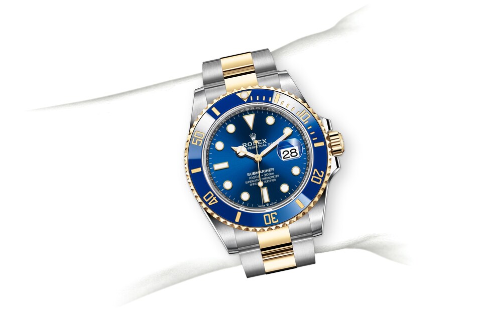 Rolex Submariner | Submariner Date | Coloured dial | Unidirectional Rotatable Bezel | Royal blue dial | Yellow Rolesor | Men Watch | Rolex Official Retailer - THE TIME PLACE SG