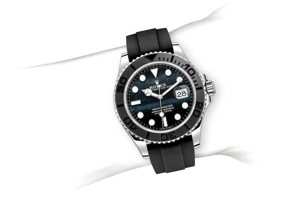 Rolex Yacht-Master | Yacht-Master 42 | Dark dial | Falcon’s eye dial | Bidirectional Rotatable Bezel | 18 ct white gold | Men Watch | Rolex Official Retailer - THE TIME PLACE SG