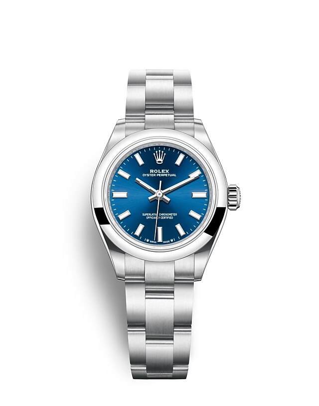 Rolex Oyster Perpetual | Oyster Perpetual 28 | Coloured dial | Bright blue dial | Oystersteel | The Oyster bracelet | Women Watch | Rolex Official Retailer - THE TIME PLACE SG
