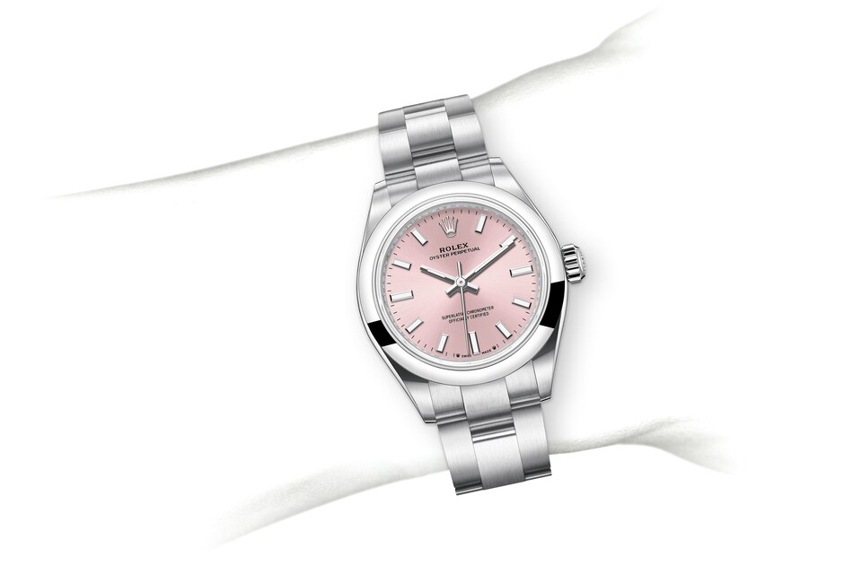 Rolex Oyster Perpetual | Oyster Perpetual 28 | Coloured dial | Pink Dial | Oystersteel | The Oyster bracelet | Women Watch | Rolex Official Retailer - THE TIME PLACE SG