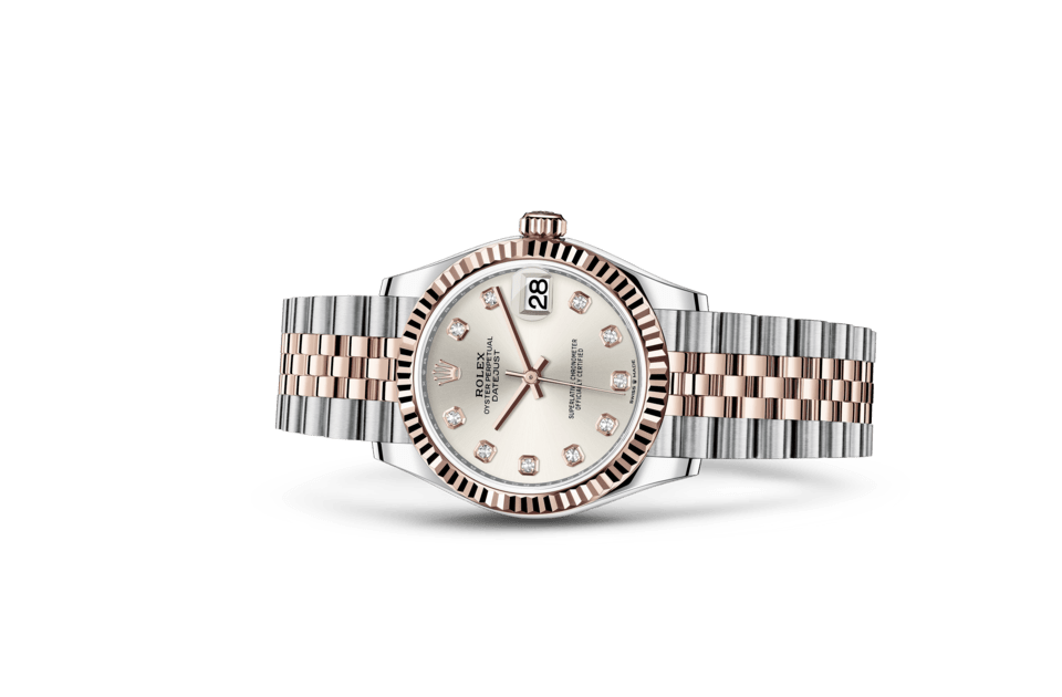 Rolex Datejust | Datejust 31 | Gem-set dial | Silver dial | The Fluted Bezel | Everose Rolesor | Women Watch | Rolex Official Retailer - THE TIME PLACE SG