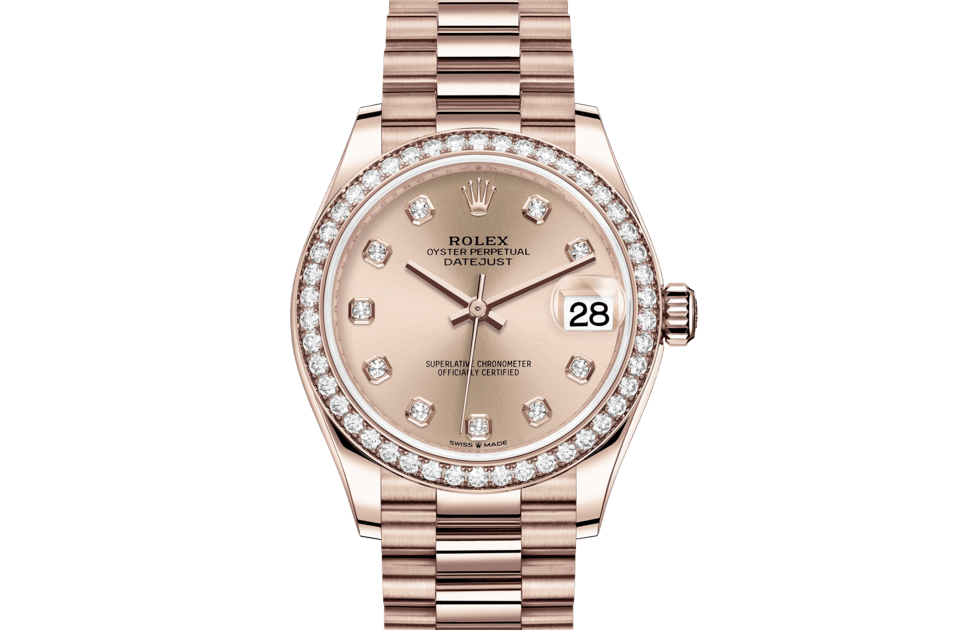 Rolex Datejust | Datejust 31 | Coloured dial | Rosé-colour dial | Diamond-Set Bezel | 18 ct Everose gold | Women Watch | Rolex Official Retailer - THE TIME PLACE SG