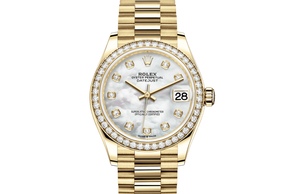 Rolex Datejust | Datejust 31 | Gem-set dial | Mother-of-Pearl Dial | Diamond-Set Bezel | 18 ct yellow gold | Women Watch | Rolex Official Retailer - THE TIME PLACE SG