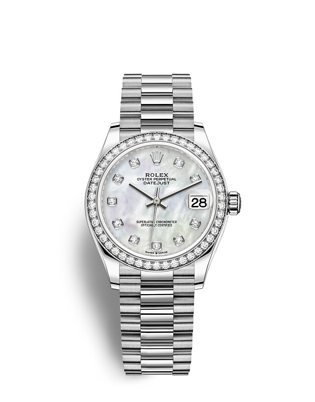 Rolex Datejust | Datejust 31 | Light dial | Mother-of-Pearl Dial | Diamond-Set Bezel | 18 ct white gold | Women Watch | Rolex Official Retailer - THE TIME PLACE SG