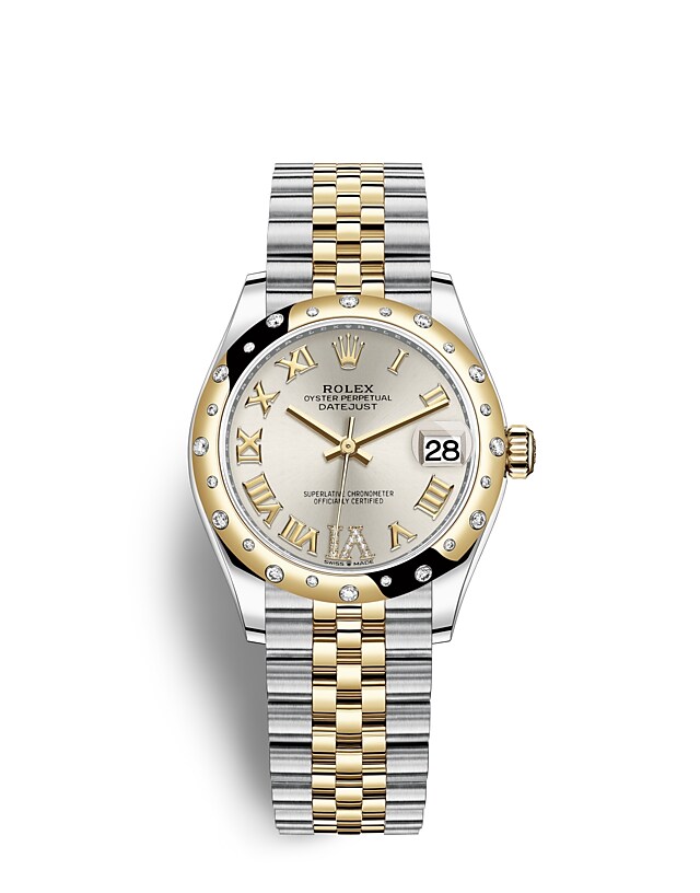 Rolex Datejust | Datejust 31 | Light dial | Silver dial | Diamond-Set Bezel | Yellow Rolesor | Women Watch | Rolex Official Retailer - THE TIME PLACE SG