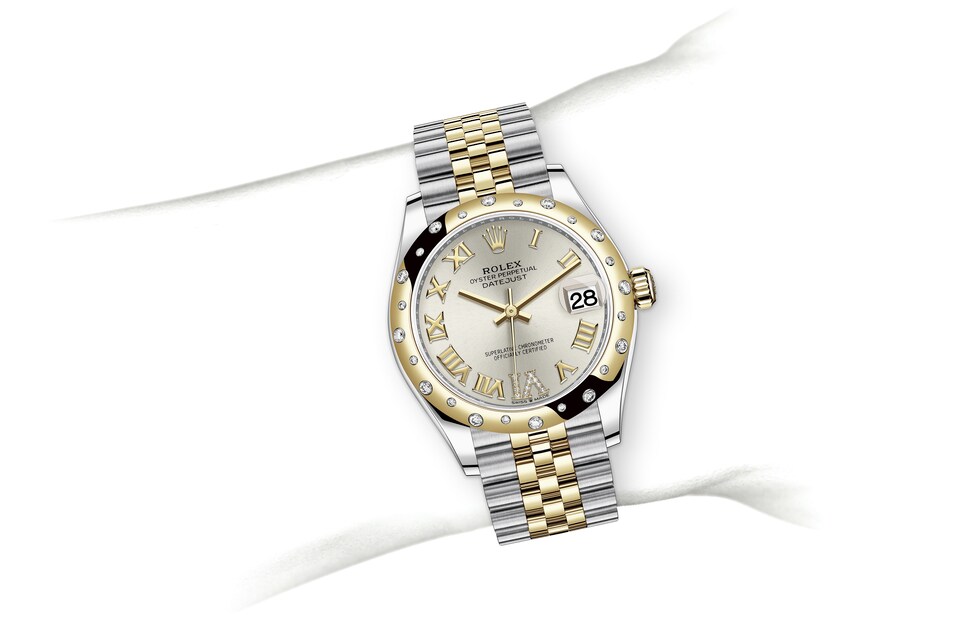 Rolex Datejust | Datejust 31 | Gem-set dial | Silver dial | Diamond-Set Bezel | Yellow Rolesor | Women Watch | Rolex Official Retailer - THE TIME PLACE SG