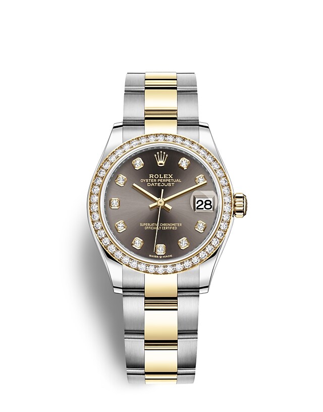 Rolex Datejust | Datejust 31 | Dark dial | Dark Grey Dial | Diamond-Set Bezel | Yellow Rolesor | Women Watch | Rolex Official Retailer - THE TIME PLACE SG