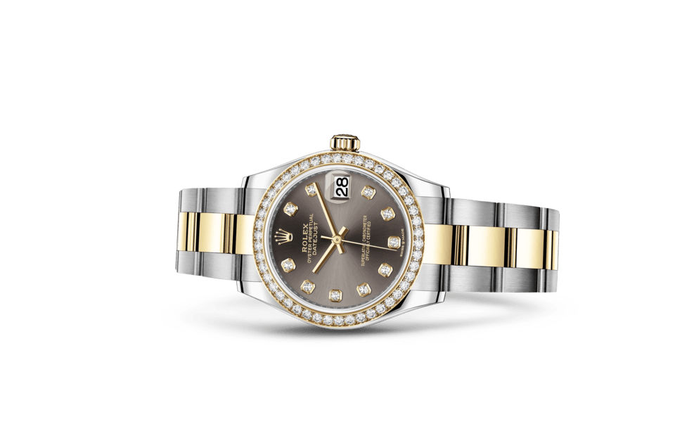 Rolex Datejust | Datejust 31 | Dark dial | Dark Grey Dial | Diamond-Set Bezel | Yellow Rolesor | Women Watch | Rolex Official Retailer - THE TIME PLACE SG