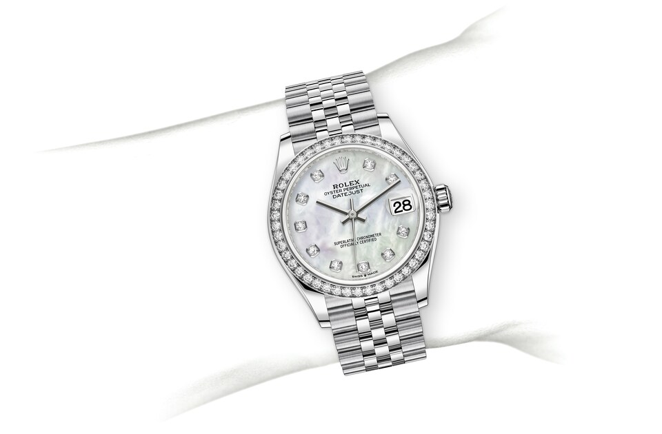 Rolex Datejust | Datejust 31 | Light dial | Mother-of-Pearl Dial | Diamond-Set Bezel | White Rolesor | Women Watch | Rolex Official Retailer - THE TIME PLACE SG