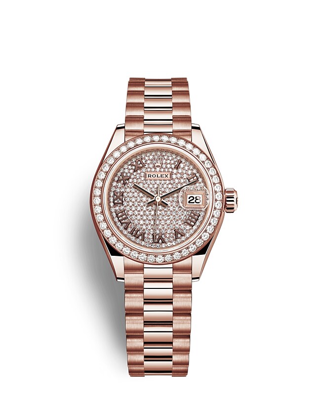 Rolex Lady-Datejust | Lady-Datejust | Gem-set dial | Diamond-Paved Dial | Diamond-Set Bezel | 18 ct Everose gold | Women Watch | Rolex Official Retailer - THE TIME PLACE SG