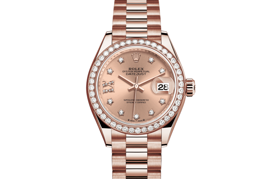 Rolex Lady-Datejust | Lady-Datejust | Coloured dial | Rosé-colour dial | Diamond-Set Bezel | 18 ct Everose gold | Women Watch | Rolex Official Retailer - THE TIME PLACE SG