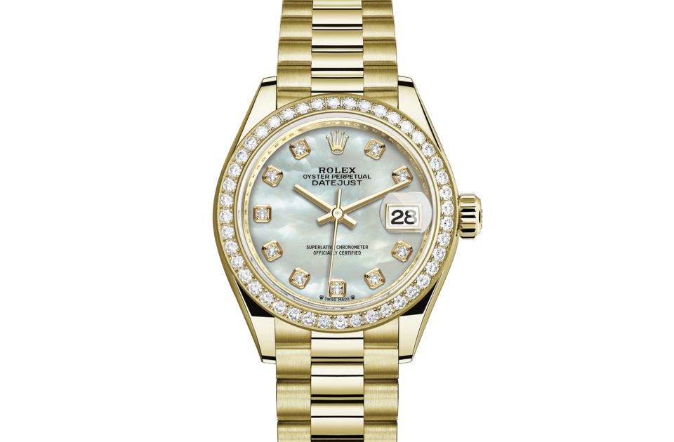 Rolex Lady-Datejust | Lady-Datejust | Light dial | Mother-of-Pearl Dial | Diamond-Set Bezel | 18 ct yellow gold | Women Watch | Rolex Official Retailer - THE TIME PLACE SG