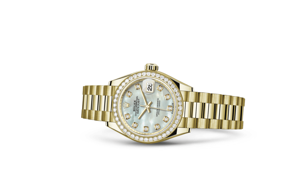 Rolex Lady-Datejust | Lady-Datejust | Light dial | Mother-of-Pearl Dial | Diamond-Set Bezel | 18 ct yellow gold | Women Watch | Rolex Official Retailer - THE TIME PLACE SG